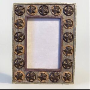 Rustic Western Texas Star Picture Frame 3D Raised Stars Country Farmhouse Decor